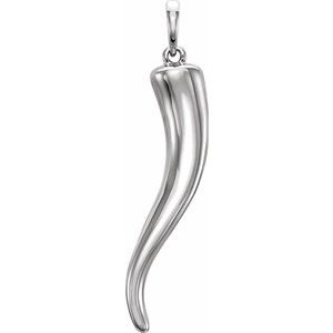 Sterling Silver 31.5x5.9 mm Italian Horn Pendant