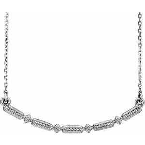 Sterling Silver Beaded Bar 16-18" Necklace