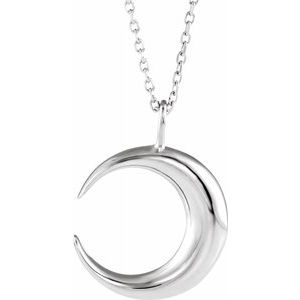 Sterling Silver Crescent Moon 16-18" Necklace