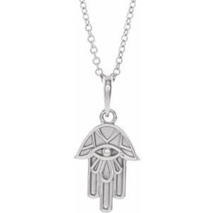 Collar Platino Hamsa 16-18"