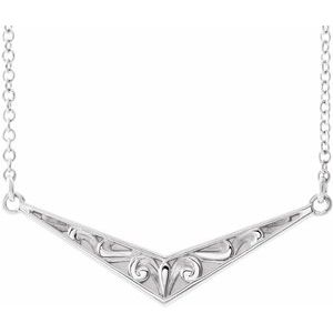 Sterling Silver Sculptural "V" 16" Necklace