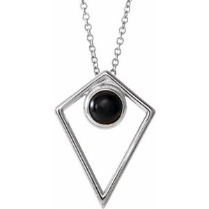 Platinum Onyx Cabochon Pyramid 16-18" Necklace