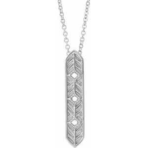 Platinum Vintage-Inspired Vertical Bar 16" Necklace