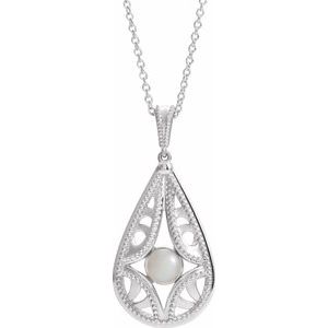 Platinum Vintage-Inspired Freshwater Cultured Pearl 16-18" Necklace