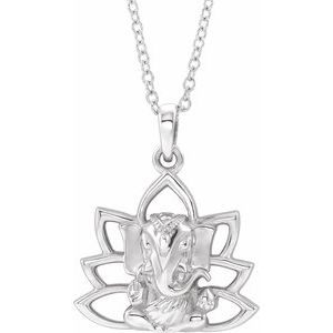 Platinum Ganesha 16-18" Necklace
