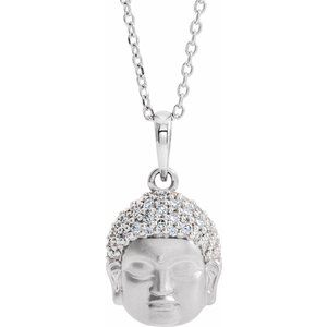 Platinum 1/8 CTW Diamond Buddha 16-18" Necklace