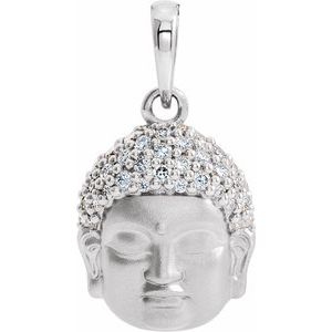 Sterling Silver 1/8 CTW Diamond Buddha Pendant