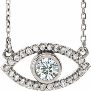 Sterling Silver Sapphire Evil Eye 18" Necklace