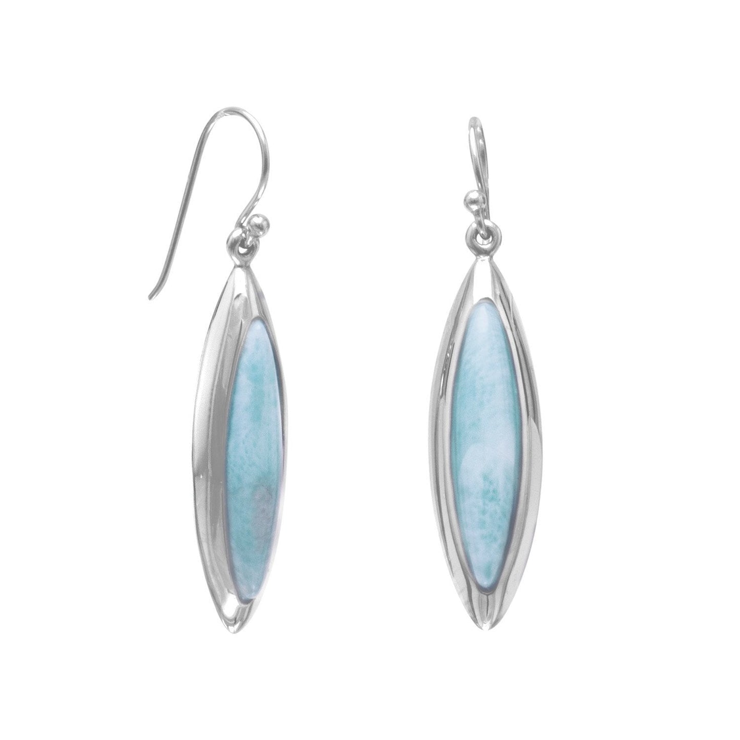 Pendientes de Larimar Marquesa bañados en rodio