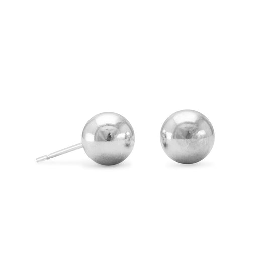 Aretes con bola de 8 mm chapados en rodio