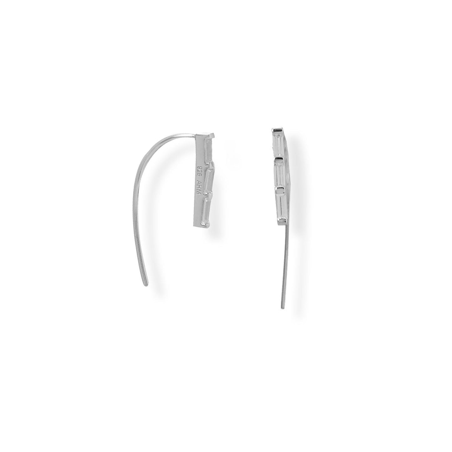 Pendientes de alambre largo con circonitas chapadas en rodio