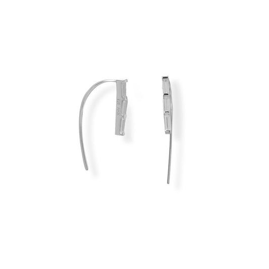 Pendientes de alambre largo con circonitas chapadas en rodio