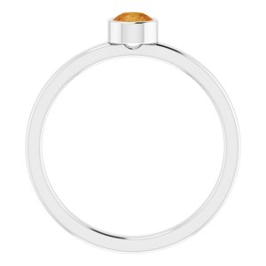Platinum 4 mm Round Citrine Ring