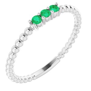 Sterling Silver Emerald Beaded Ring