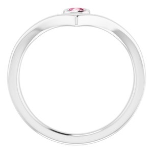 Platinum Pink Tourmaline Solitaire Bezel-Set "V" Ring