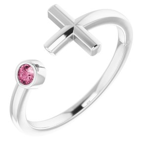Platinum Pink Tourmaline Negative Space Cross Ring