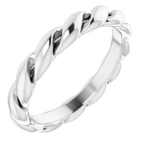 Platinum 3 mm Twisted Band Size 4