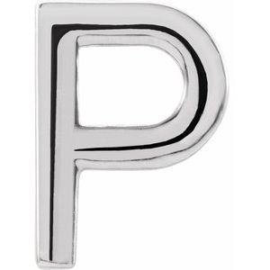 Platinum Single Initial P Earring
