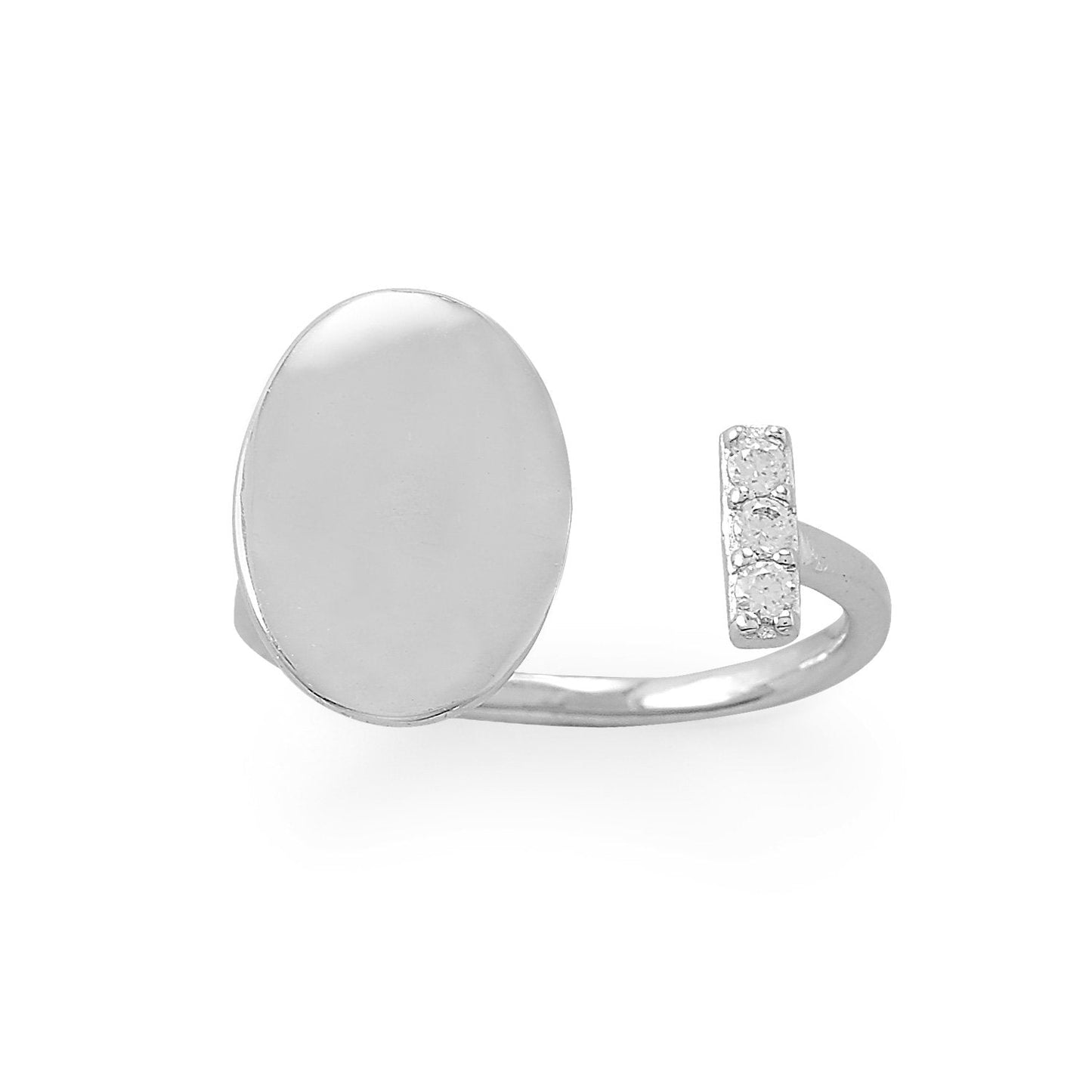 Anillo envolvente con circonita cúbica chapada en rodio grabable