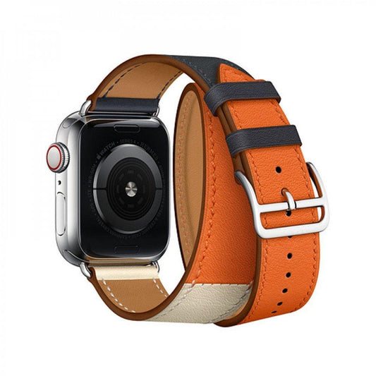 Leather Band Loop Strap Wristband Replacement for Apple Watch Series 6 / SE / 5 / 4 / 3 / 2 / 1 Sport - 44MM / 42MM (Orange)