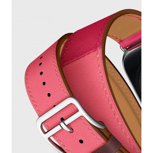 Leather Band Loop Strap Wristband Replacement for Apple Watch Series 6 / SE / 5 / 4 / 3 / 2 / 1 Sport - 44MM / 42MM (Hot Pink)