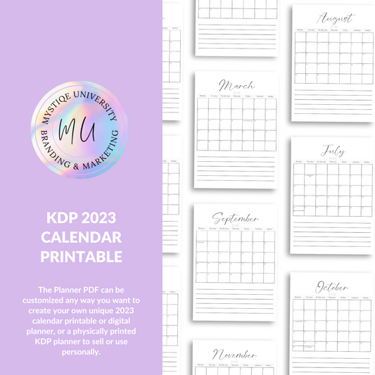 KDP 2023 Calendar Printable