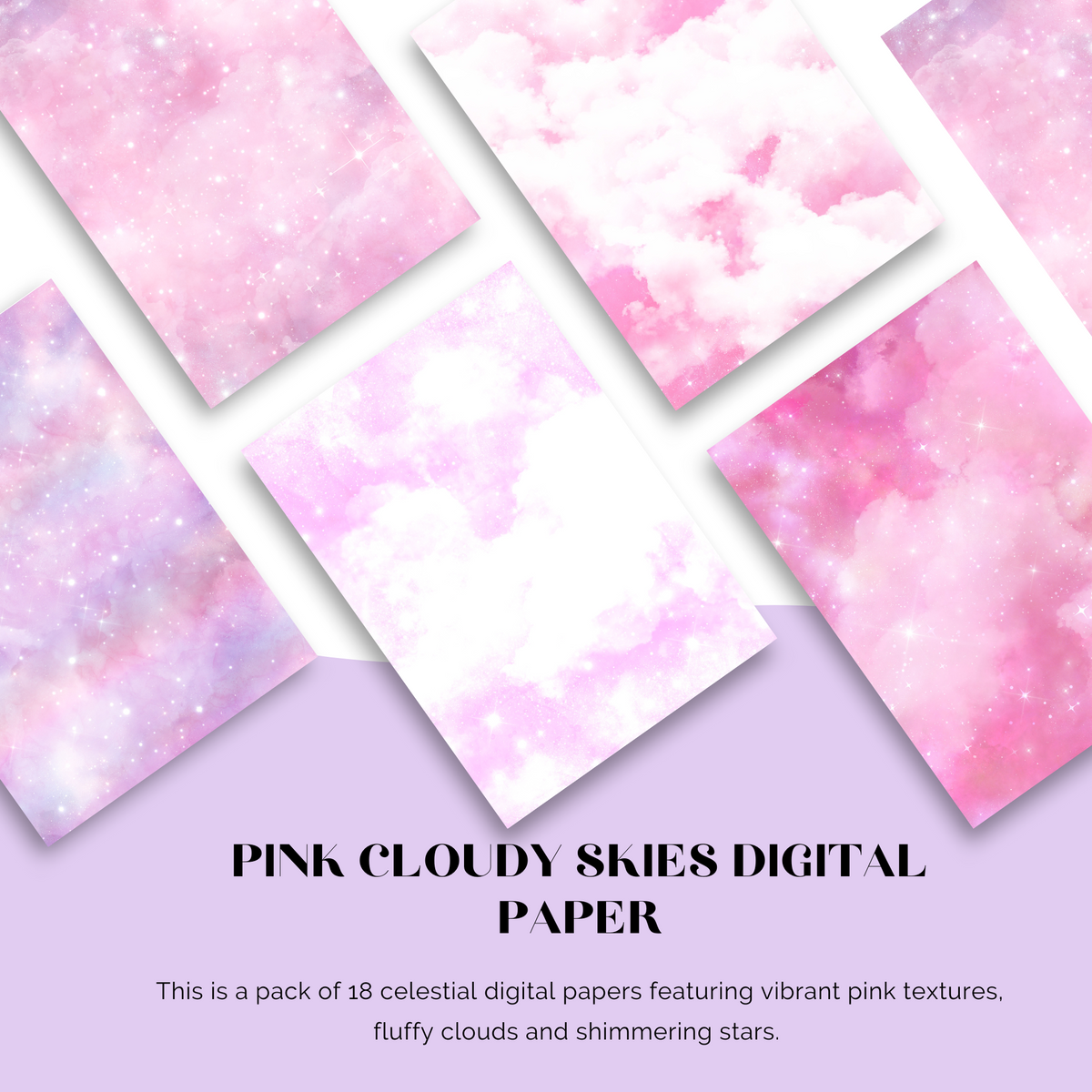 Pink Cloudy Skies Digital Paper