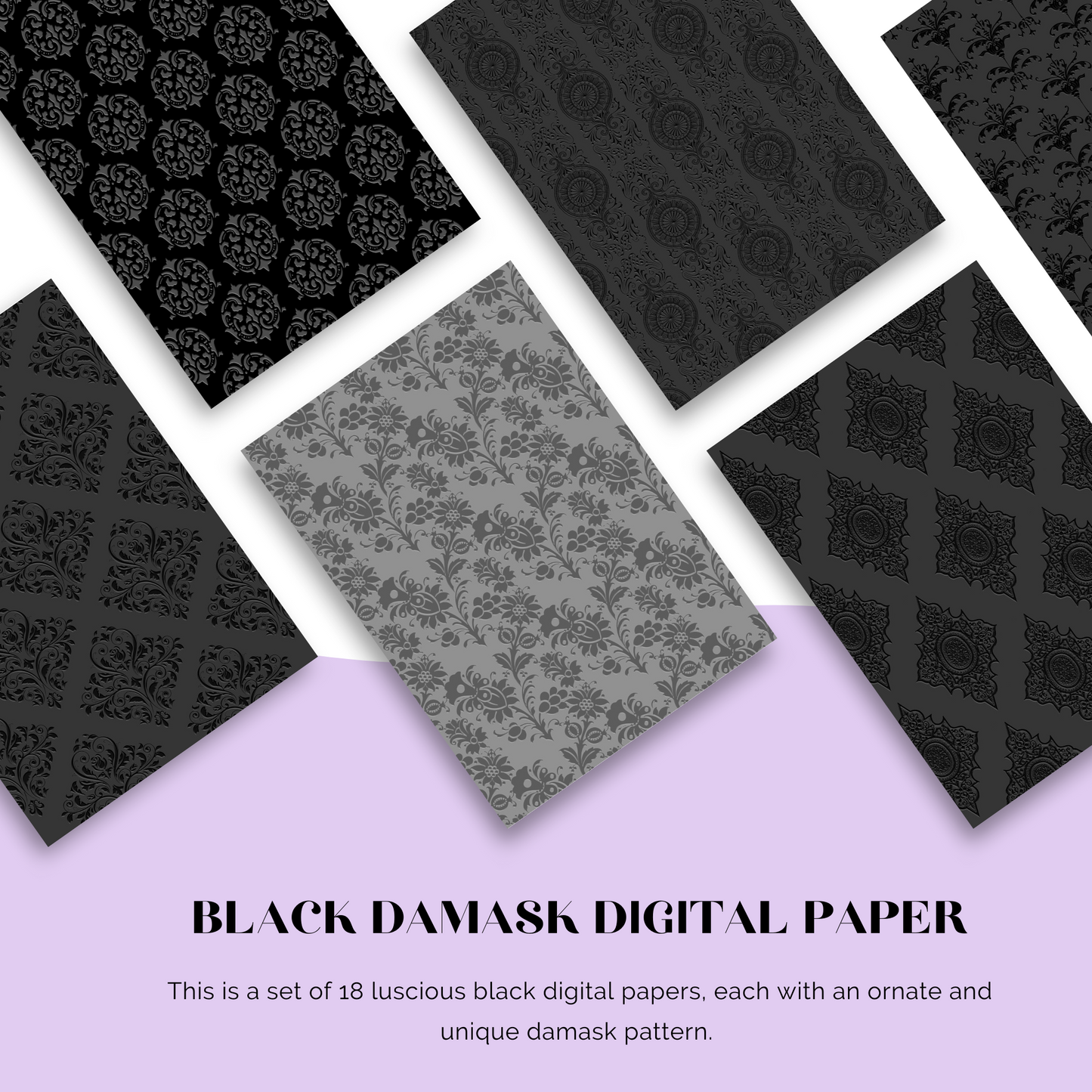 Papel Digital Damasco Negro