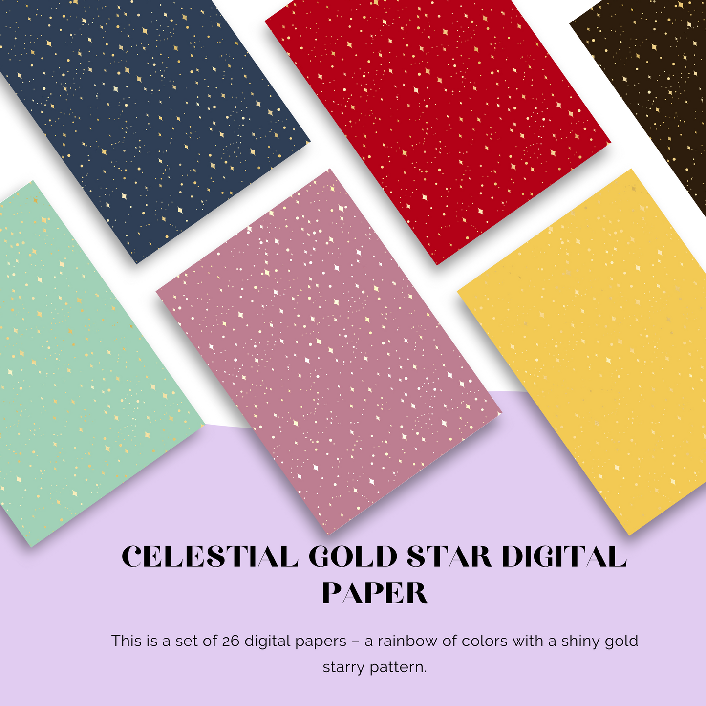 Papel digital estrella de oro celestial