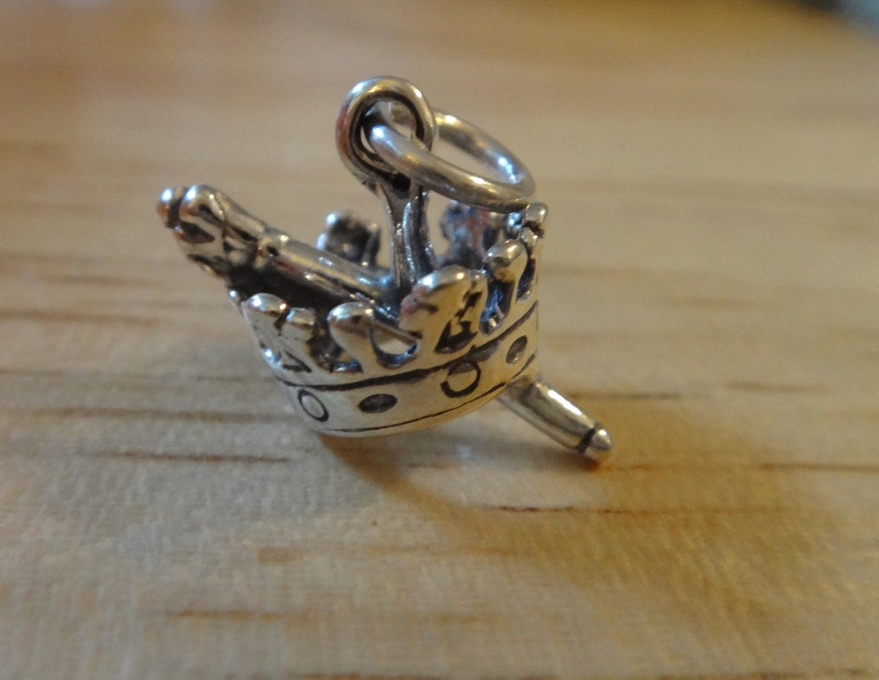 Silver Crown with Scepter Charm