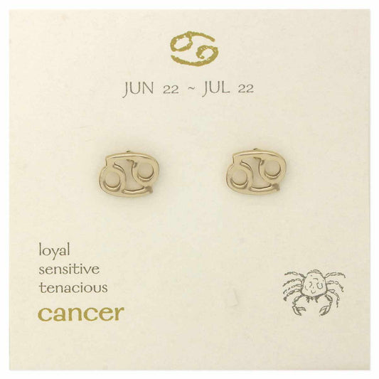 Cancer Zodiac Gold Post Earrings