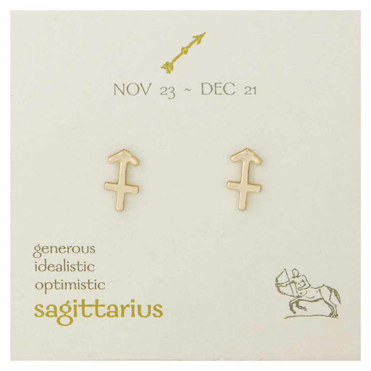 Sagittarius Zodiac Gold Post Earrings