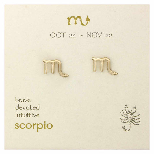 Scorpio Zodiac Gold Post Earrings