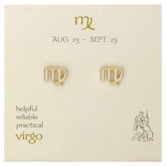 Virgo Zodiac  Gold Post Earrings
