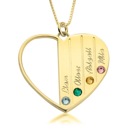 24K Gold Plated Mother's Love Birthstone Necklace