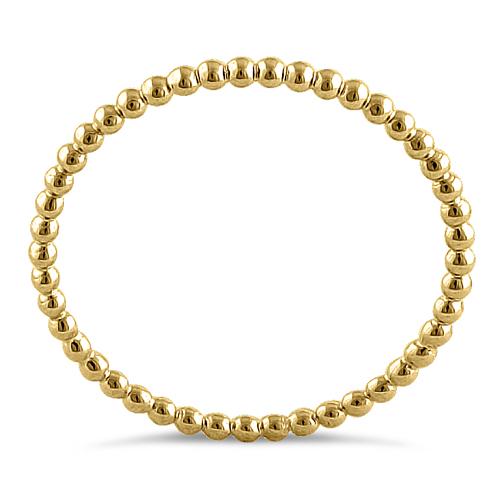 Solid 14K Yellow Gold Thin Beaded Ring