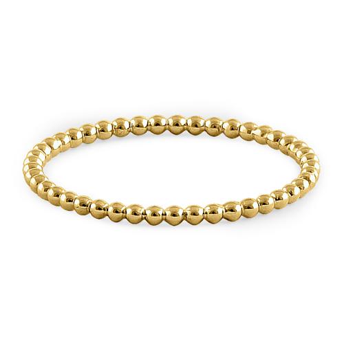 Solid 14K Yellow Gold Thin Beaded Ring