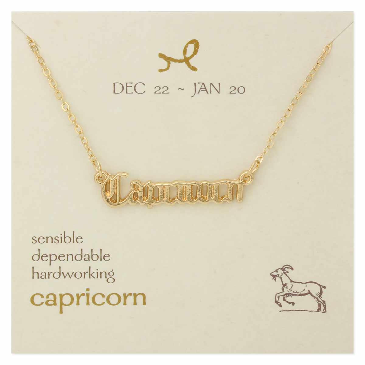 Capricorn Script Zodiac Necklace