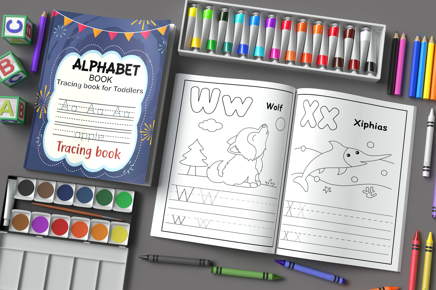 Custom Open/Closed Coloring Book Mockup