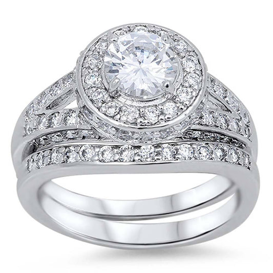 Sterling Silver Classy Bridal Set Split Band