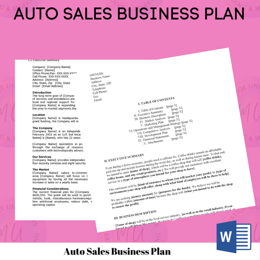 Auto Sales Business Plan