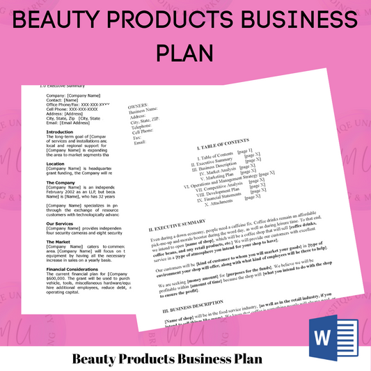 Beauty Products Business Plan