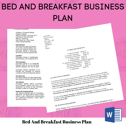Bed And Breakfast Business Plan