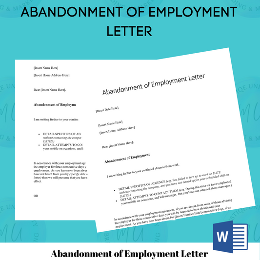 Abandonment of Employment Letter
