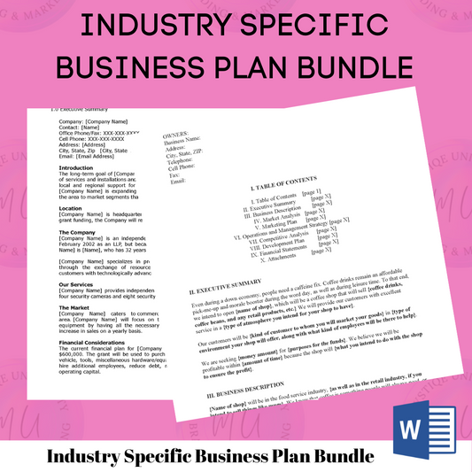 Industry Specific Business Plan Template Bundle