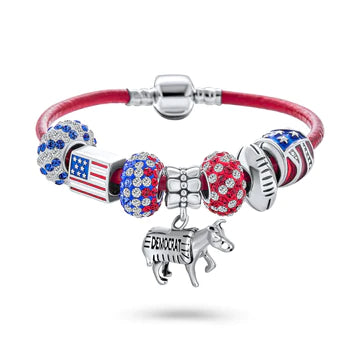 Patriotic USA Democrat Donkey Charm Bracelet