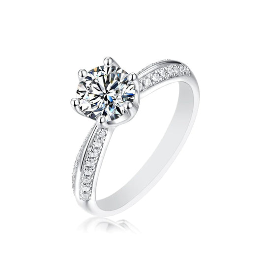 .5 CT Moissanite Pave Ring in 925 Sterling Silver