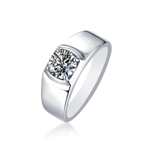 Men's Moissanite Ring in 925 Sterling Silver
