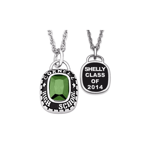 Sterling Silver Cushion Mascot Birthstone Class Necklace