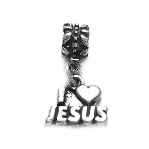 "I Love Jesus" Charm with Euro Bead